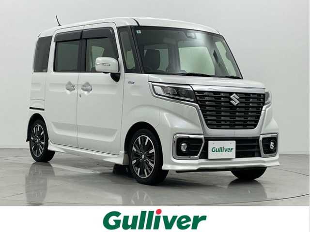 スズキ スペーシア カスタム HYBRID XS ターボ 熊本県 2020(令2)年 5万km ピュアホワイトP ワンオーナー/禁煙車　/純正8インチナビCN-RZ853（ＣＤ・ＤＶＤ・フルセグ・ＢＴ・ＳＤ・ｉｐｏｄ）/全周囲カメラ　/ビルトインＥＴＣ　/両側パワースライドドア　/運転席シートヒーター　/後ろのみコーナーセンサー　/スズキセーフティサポー/・デュアルセンサーブレーキサポート/・先行車発進お知らせ機能/・標識認識システム/・ヘッドアップディスプレイ/・誤発進抑制機能/・後方誤発進抑制機能/・アダプティブハイビームアシスト/・クルーズコントロール/・車線逸脱抑制機能/・車線維持支援/横滑り防止/アイドリングストップ/純正フロアマット/純正15インチAW/オートライト/LEDヘッドライト/フォグライト/スマートキー/プッシュスタート/スペアキー1本/保証書/取扱説明書