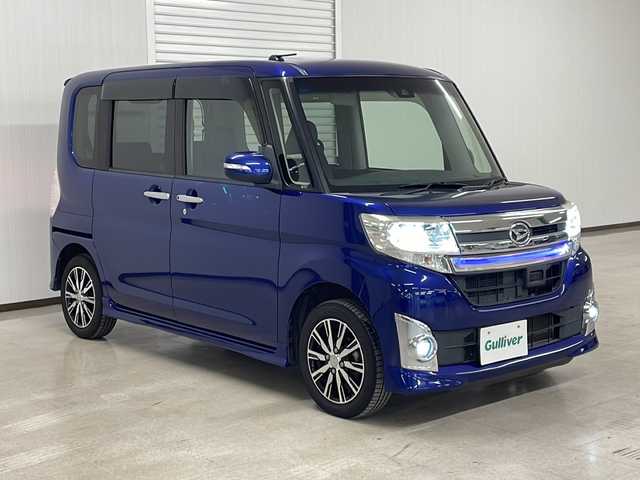 ダイハツ タント カスタム X トップED SAⅡ 熊本県 2016(平28)年 6.9万km ディープブルークリスタルマイカ アルパインＳＤナビ（ＣＤ/ＤＶＤ/ＢＴ/フルセグ/ラジオ）/アルパイン後席モニター/バックカメラ/後方コーナーセンサー/片側パワースライドドア/衝突軽減システム/横滑り防止装置/プッシュスタート/スマートキー/オートライト/フォグランプ/社外フロアマット/純正15インチＡＷ