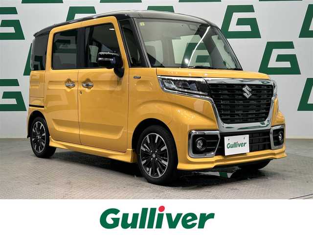 スズキ スペーシア カスタム HYBRID XS 鹿児島県 2020(令2)年 1.2万km アクティブイエロー/ブラック2トーンルーフ 純正ナビ　/両側パワスラ　/全方位カメラ　/純正前後ドラレコ　/ＥＴＣ　/Ｂｌｕｅｔｏｏｔｈ　/フルセグＴＶ　/ＬＥＤヘッドライト　/オートマチックハイビーム　/ベンチシート　/Ｄ席シートヒーター　/後方コーナーセンサー/バックテーブル/ハーフレザーシート/フロントフォグ/後席サーキュレーター/スマートキー/プッシュスタート/ステリモ