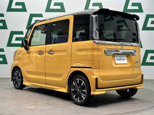 スズキ スペーシア カスタム HYBRID XS 鹿児島県 2020(令2)年 1.2万km アクティブイエロー/ブラック2トーンルーフ 純正ナビ　/両側パワスラ　/全方位カメラ　/純正前後ドラレコ　/ＥＴＣ　/Ｂｌｕｅｔｏｏｔｈ　/フルセグＴＶ　/ＬＥＤヘッドライト　/オートマチックハイビーム　/ベンチシート　/Ｄ席シートヒーター　/後方コーナーセンサー/バックテーブル/ハーフレザーシート/フロントフォグ/後席サーキュレーター/スマートキー/プッシュスタート/ステリモ
