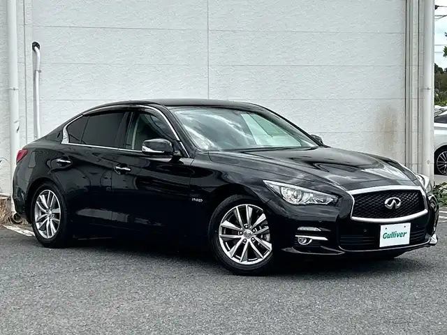 日産 スカイライン ハイブリッド 千葉県 2014(平26)年 4.9万km スーパーブラック ブラックレザーシート　ナビ　パノラマミックビューモニター　ＢＯＳＥプレミアムサウンド　ＥＴＣ　前後ドラレコ　クルコン　メモリー電動シート　シートヒーター　オートライト　１７インチＡＷ スマートキー