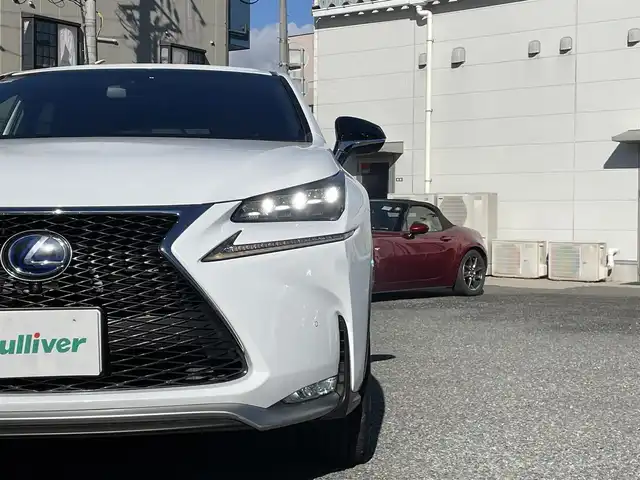 レクサス ＮＸ 300h Fスポーツ 兵庫県 2015(平27)年 3.9万km ホワイトノーヴァガラスフレーク /OP レーダークルーズコントロール//OP パノラミックビューモニター//OP BSM//OP クリアランスソナー//OP プリクラッシュセーフティ//OP レーンディパーチャーアラート（LDA）//OP スペアタイヤ//OP 3眼フルLEDヘッドランプ//OP オートマチックハイビーム//OP パワーバックドア//OP AC100V電源/・メーカーSDナビ/・地デジ/DVD/BT/USB/AUX/・ステアリングリモコン/・ステアリングヒーター/・Fスポーツ専用シート（電動/ヒーター/ベンチレーション）//運転席メモリー付/・パドルシフト/・ビルトインETC/・純正18インチAW/・カードキー