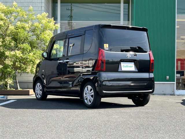 ダイハツ タント X 岡山県 2023(令5)年 3.2万km ブラックマイカメタリック 純正9インチディスプレイオーディオ/フルセグTV、CD、AM、FM、Bluetooth/Apple　Carplay、Android　Auto/バックカメラ/シートバックテーブル/フォグランプ/片側パワースライドドア/前席シートヒーター/スマートキー/プッシュスタート/LEDヘッドライト/ミラクルオープンドア/助手席ロングスライド/スマートアシスト/・衝突回避支援ブレーキ機能/・衝突警報機能/・ブレーキ制御付誤発進抑制機能/・車線逸脱抑制制御機能/・車線逸脱警報機能/・路側逸脱警報機能/・ふらつき警報/・先行車発進お知らせ機能/・標識認識機能/・オートハイビーム/・サイドビューランプ/・コーナーセンサー/電動パーキングブレーキ/オートブレーキホールド