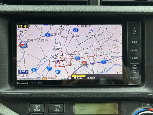 トヨタ アクア S 群馬県 2013(平25)年 7.3万km クールソーダメタリック 社外HDDナビ(CN-H510WD)/(CD/DVD/BT/フルセグTV)/バックカメラ/ステアリングスイッチ/シートヒーター /横滑り防止装置/オートライト/電動格納ミラー/ドアバイザー/プッシュスタート/スマートキー/ETC/保証書＆取説