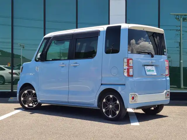 ダイハツ ウェイク G ターボ リミテッド SAⅢ 福岡県 2018(平30)年 9.5万km パールホワイトⅢ/ミストブルーマイカメタリック 2トーン 純正メモリナビ(NSZP-X68)/FM/AM/CD/DVD/SD/BT/フルセグTV/全方位カメラ/スマートアシストIII/両側パワースライドドア/スマートキー/プッシュスタート/ETC/サンシェード/純正フロアマット/純正ドアバイザー/純正アルミホイール