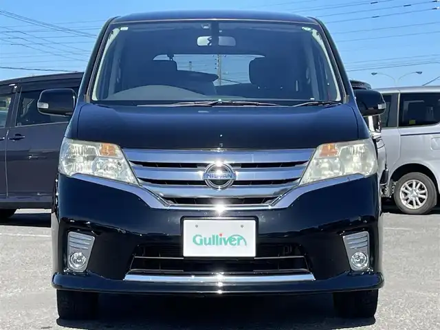 日産 セレナ ハイウェイスター Vセレクション 道央・札幌 2013(平25)年 7.1万km スーパーブラック ４WD/純正ディーラーOPナビ/CD/DVD/SD/フルセグ/横滑り防止装置/クルーズコントロール/バックカメラ/ETC/アイドリングストップ/ECOMODE/両側パワースライドドア/プッシュスタート/スマートキー/LEDヘッドライト/オートライト/フォグランプ/電動格納ミラー/ウィンカーミラー/純正フロアマット/ドアバイザー