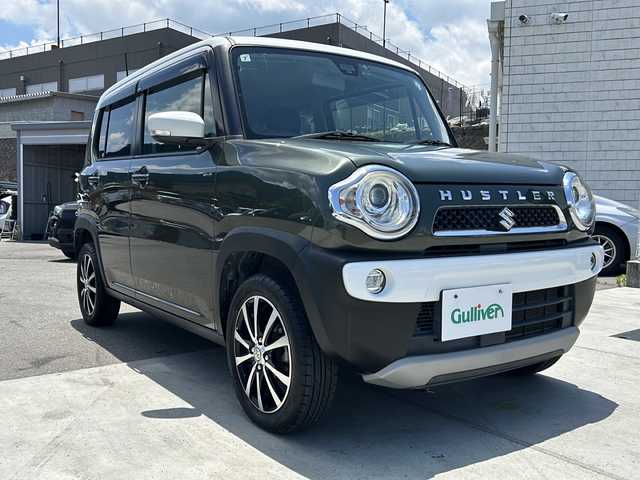 スズキ ハスラー Jスタイル 山梨県 2015(平27)年 5.9万km クールカーキパールメタリック/ホワイト2トーンルーフ 社外8インチメモリナビ/BT/TV/CD/DVD/バックカメラ/前席シートヒーター/アイドリングストップ/レーダーブレーキサポート/ETC/ステアリングリモコン/スマートキー/社外アルミホイール/ドライブレコーダー/純正フロアマット/ベンチシート/オートライト