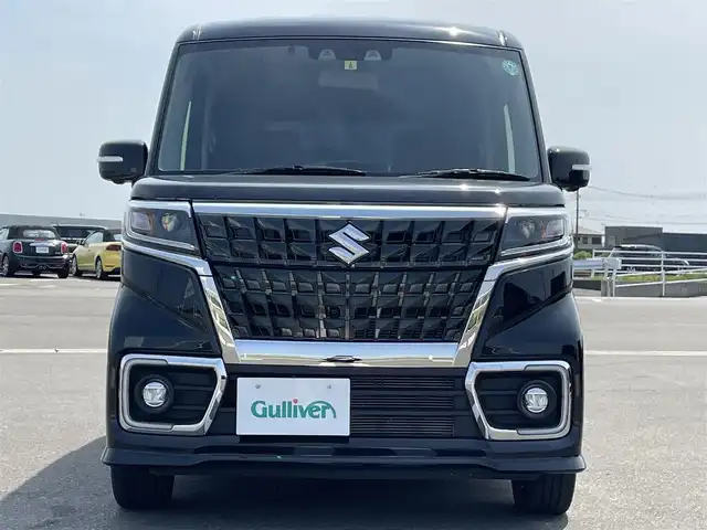 スズキ スペーシア カスタム HYBRID XS ターボ 佐賀県 2023(令5)年 1.2万km ブルーイッシュブラックパール3 純正８型ナビ/フルセグTV/全周囲カメラ/レーダークルーズコントロール/両側パワースライドドア/ヘッドアップディスプレイ/セーフティーサポート/・車線逸脱警報機能/・ふらつき警報機能/・急ブレーキ時シグナル/・デュアルセンサーブレーキサポート/USBポート/ビルトインETC/パドルシフト/プッシュスタート/スマートキー/純正LEDヘッドライト/純正15インチアルミ/純正フロアマット