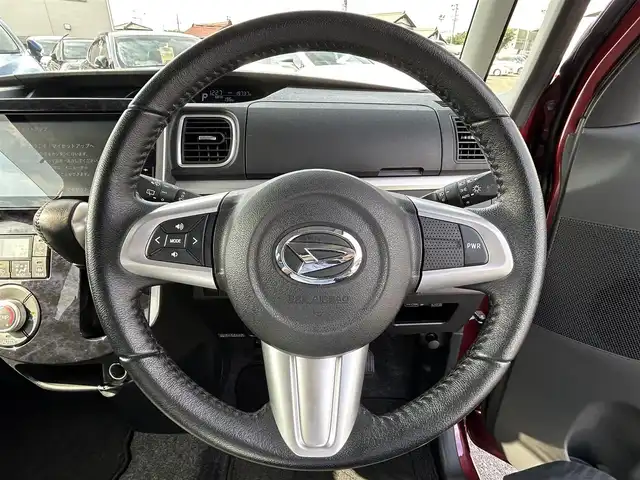 ダイハツ タント カスタム RS トップED SA Ⅲ 愛知県 2017(平29)年 2万km ファイアークォーツレッドM 純正フロアマット/サイドバイザー/両側パワースライドドア/純正SDナビ/FM/AM/Disc/フルセグTV/SD/BT/USB/HDMI/バックカメラ/衝突被害軽減ブレーキ/レーンキープアシスト/クリアランスソナー/15インチ純正AW/純正ドラレコ/社外ETC/アイドリングストップ/LEDヘッドライト/オートライト/オートハイビーム/フォグランプ/ベンチシート/運転席シートヒーター/ハーフレザーシート/取扱説明書/スマートキー/スペアキー