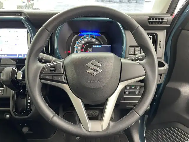 スズキ ハスラー HYBRID X 滋賀県 2020(令2)年 3.7万km デニムブルー ガンメタリック 2トーン 純正メモリーナビ/フルセグTV/LEDライト/革巻きステアリング/純正１５AW/シートヒーター/ウィンカーミラー/レーンキープアシスト/横滑り防止/レーダーブレーキサポート/フォグライト/スマートキー/プッシュスタート