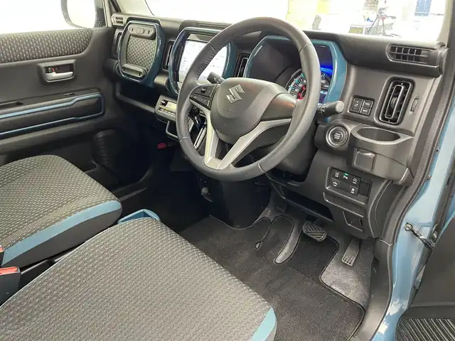 スズキ ハスラー HYBRID X 滋賀県 2020(令2)年 3.7万km デニムブルー ガンメタリック 2トーン 純正メモリーナビ/フルセグTV/LEDライト/革巻きステアリング/純正１５AW/シートヒーター/ウィンカーミラー/レーンキープアシスト/横滑り防止/レーダーブレーキサポート/フォグライト/スマートキー/プッシュスタート