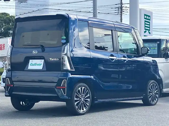 ダイハツ タント カスタム RS セレクション 静岡県 2020(令2)年 2.5万km レーザーブルークリスタルシャイン 純正9インチナビ（CD/DVD/BT/フルセグ）/バックカメラ/ドライブレコーダー/ETC/レーダークルーズコントロール/レーンキープアシスト/取扱説明書/スマートキー/スペアキー１本/USB入力端子/両側パワースライドドア/ハーフレザーシート/D席N席シートヒーター/純正アルミホイール/純正フロアマット/パワーウィンドウ/パワーステアリング/エンジンスタートボタン/アイドリングストップ/オートエアコン/ベンチシート/横滑り防止装置/コーナーセンサー前後/盗難防止装置/オートライト/オートマチックハイビーム/LEDヘッドライト/W+サイドエアバッグ/カーテンエアバック/衝突軽減システム