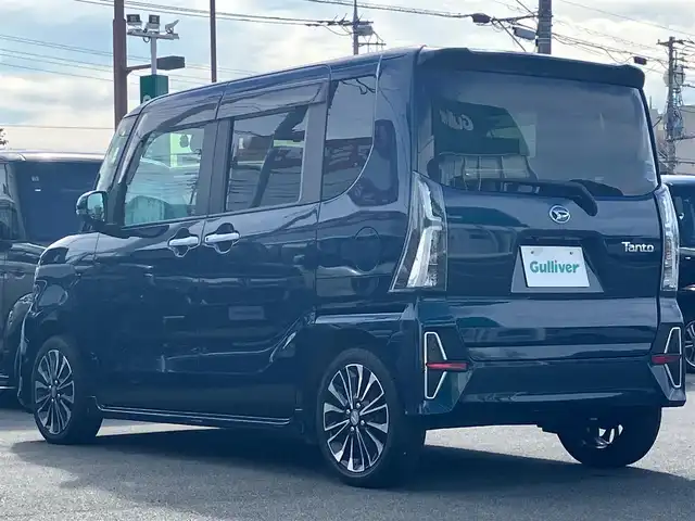 ダイハツ タント カスタム RS セレクション 静岡県 2020(令2)年 2.5万km レーザーブルークリスタルシャイン 純正9インチナビ（CD/DVD/BT/フルセグ）/バックカメラ/ドライブレコーダー/ETC/レーダークルーズコントロール/レーンキープアシスト/取扱説明書/スマートキー/スペアキー１本/USB入力端子/両側パワースライドドア/ハーフレザーシート/D席N席シートヒーター/純正アルミホイール/純正フロアマット/パワーウィンドウ/パワーステアリング/エンジンスタートボタン/アイドリングストップ/オートエアコン/ベンチシート/横滑り防止装置/コーナーセンサー前後/盗難防止装置/オートライト/オートマチックハイビーム/LEDヘッドライト/W+サイドエアバッグ/カーテンエアバック/衝突軽減システム