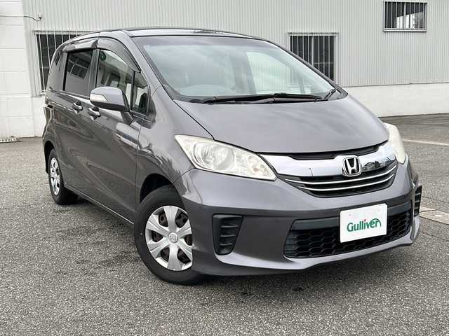 ホンダ フリード G ジャストセレクション 富山県 2014(平26)年 7.5万km モダンスティールM スマートキー/３列シート/社外ナビ（VIE-X05）/フルセグTV/DVD再生/Bluetooth/ビルトインETC/バックカメラ/純正フロアマット/ドアバイザー/横滑り防止装置/取扱説明書