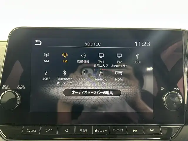 日産 ノート X 佐賀県 2023(令5)年 5.2万km スーパーブラック 純正９インチナビ/（フルセグTV/CD/Bluetooth/USB）/全方位カメラ/衝突軽減システム/追従型クルーズコントロール/レーンアシスト/コーナーセンサー/純正LEDヘッドライト/オートライト/オートハイビーム/デジタルインナーミラー/スペアキー/純正フロアマット