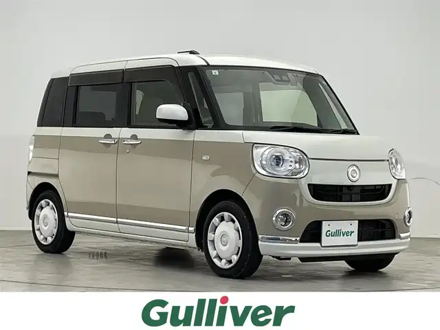 ダイハツ ムーヴ キャンバス G メイクアップ リミテッド　SAⅢ 滋賀県 2019(令1)年 4.7万km パールホワイトⅢ/ナチュラルベージュマイカメタリック 2トーン 社外ナビ/（CD/DVD/SD/Bluetooth/フルセグTV）/全方位カメラ/前方ドライブレコーダー/ビルトインETC/両側電動スライドドア/ステアリングリモコン/LEDヘッドライト/フォグランプ/オートヘッドライト/オートマチックハイビーム/純正フロアマット/スマートキー/アイドリングストップ