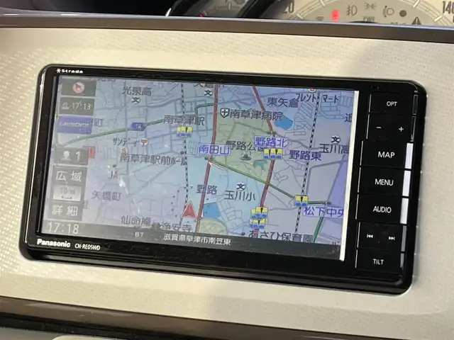 ダイハツ ムーヴ キャンバス G メイクアップ リミテッド　SAⅢ 滋賀県 2019(令1)年 4.7万km パールホワイトⅢ/ナチュラルベージュマイカメタリック 2トーン 社外ナビ/（CD/DVD/SD/Bluetooth/フルセグTV）/全方位カメラ/前方ドライブレコーダー/ビルトインETC/両側電動スライドドア/ステアリングリモコン/LEDヘッドライト/フォグランプ/オートヘッドライト/オートマチックハイビーム/純正フロアマット/スマートキー/アイドリングストップ