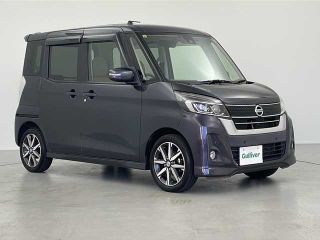 日産 デイズ ルークス HWS X Vセレクション 岐阜県 2018(平30)年 5.4万km プレミアムパープルP 登録時走行距離53349km/取扱説明書/純正SDナビ【CD/DVD/Bluetooth】/フルセグテレビ/アラウンドビューモニター/両側パワースライドドア/衝突軽減ブレーキ/レーンキープアシスト/プッシュスタート/スマートキー(スペアスマート×1)/アイドリングストップ/ドライブレコーダー/ETC/純正15インチアルミ