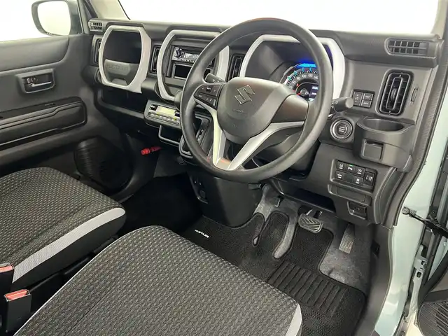 スズキ ハスラー HYBRID G 福島県 2022(令4)年 1.3万km オフブルーM CDチューナー/【AM/FM/Bluetooth/AUX】/デュアルセンサーブレーキサポートブレーキ/車線逸脱警報装置/コーナーセンサー/運転席＋助手席シートヒーター/純正フロアマット/ドアバイザー/ハロゲンヘッドライト/・オートライト/ABS/横滑り防止装置/アイドリングストップ/盗難防止装置/電動格納ミラー/プッシュスタート/・スマートキー