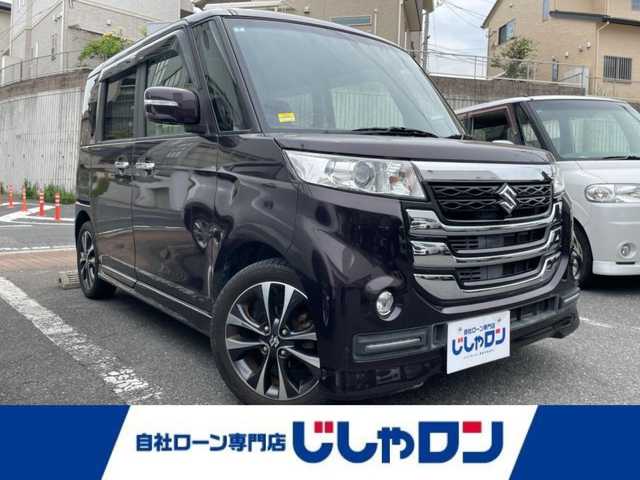 スズキ スペーシア カスタム Z ターボ 福岡県 2017(平29)年 8.5万km ムーンライトバイオレットPM (株)IDOMが運営する【じしゃロン八幡西店】の自社ローン専用車両になります。こちらは現金またはオートローンご利用時の価格です。自社ローンご希望の方は別途その旨お申付け下さい/純正フロアマット/純正アルミホイール/クルーズコントロール/運転席シートヒーター/アイドリングストップ/ドライブレコーダー/オートエアコン/ETC/コーナーセンサー