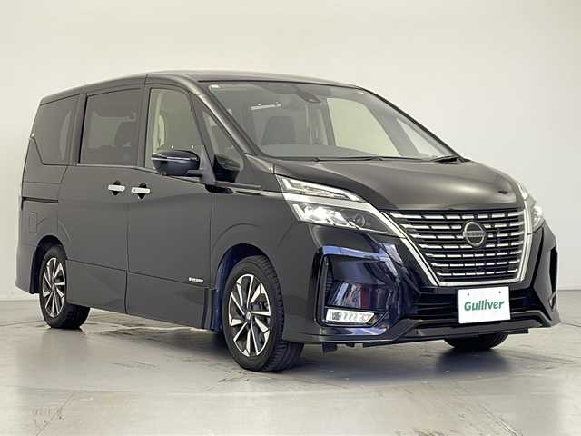 日産 セレナ ハイウェイスター V 愛知県 2021(令3)年 7万km ダイヤモンドブラック 社外8インチナビ/・CD/DVD/・MSV/SD/・FM/AM/・フルセグTV/・Bluetooth/・Ipod/USB/HDMI/AUX/フリップダウンモニター/アラウンドビューモニター/デジタルインナーミラー/プロパイロット/インテリジェントエマージェンシーブレーキ/前方衝突予測警報/車線逸脱防止支援システム/車線逸脱警報/後側方衝突防止支援システム/後側車両検知警報/ふらつき警報/踏み間違い防止支援システム/標識認識システム/フロント＆バックソナー/両側パワースライドドア/LEDヘッドライト/ハイビームアシスト/ETC/純正アルミホイール