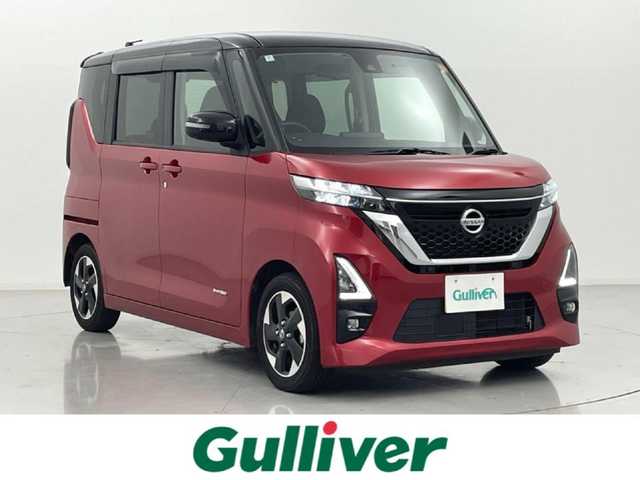 日産 ルークス ハイウェイスター X 熊本県 2020(令2)年 6.3万km スパークリングレッド/ブラック 禁煙車　/純正ナビ（ＣＤ・ＤＶＤ・フルセグ・ＢＴ・ＳＤ）/全周囲カメラ　/純正ナビ連動前方ドライブレコーダー　/ＥＴＣ　/左側パワースライド/前後クリアランスソナー　/衝突軽減ブレーキ　/横滑り防止　/アイドリングストップ　/純正フロアマット/純正１４インチAW/オートライト/LEDヘッドライト/フォグライト/スマートキー/プッシュスタート