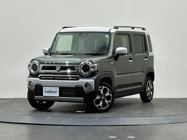 スズキ ハスラー Jスタイル Ⅱ 愛媛県 2024(令6)年 0.6万km クールカーキパールメタリック/ソフトベージュメタリック 純正９インチメモリーナビ　アラウンドビューモニター　追従型クルーズコントロール　前席シートヒーター　フルセグＴＶ　フロアマット　純正アルミホイール　コーナーセンサー　オートライト