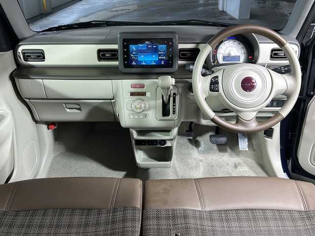 スズキ ラパン ＬＣ L 広島県 2022(令4)年 1.7万km ノクターンブルーパール スズキセーフティサポート/純正ディスプレイオーディオ/・Bluetooth/USB/バックカメラ/革巻きステアリング/ステアリングスイッチ/コーナーセンサー/シートヒーター/ハーフレザーシート/スマートキー/プッシュスタート/LEDヘッドライト/純正フロアマット