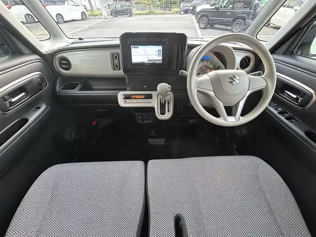 スズキ ワゴンＲ スマイル HYBRID X 愛媛県 2022(令4)年 0.8万km シフォンアイボリーメタリック 社外7インチナビ/CD/DVD/Bluetooth/フルセグTV/USB/バックカメラ/両側パワースライドドア/スズキセーフティサポート/デュアルカメラブレーキサポート/車線逸脱警報/前後誤発進抑制機能/ふらつき警報/先行車発進お知らせ機能/シートヒーター/オートライト/LEDヘッドライト/フロントフォグ/ETC/プッシュスタート