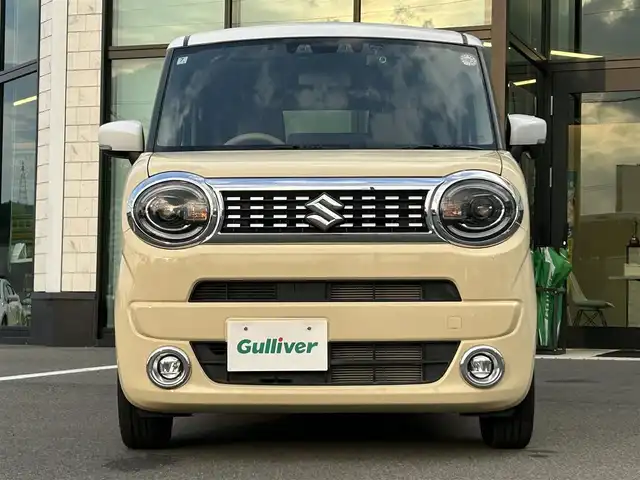 スズキ ワゴンＲ スマイル HYBRID X 愛媛県 2022(令4)年 0.8万km シフォンアイボリーメタリック 社外7インチナビ/CD/DVD/Bluetooth/フルセグTV/USB/バックカメラ/両側パワースライドドア/スズキセーフティサポート/デュアルカメラブレーキサポート/車線逸脱警報/前後誤発進抑制機能/ふらつき警報/先行車発進お知らせ機能/シートヒーター/オートライト/LEDヘッドライト/フロントフォグ/ETC/プッシュスタート