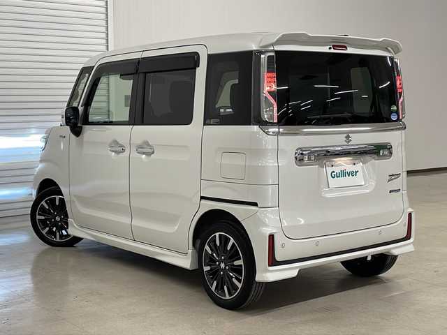 スズキ スペーシア カスタム HYBRID XS 熊本県 2020(令2)年 2.8万km ピュアホワイトP 両側パワスラ/レーダークルコン/レーンキープ/衝突軽減ブレーキ/横滑り防止/コーナーセンサー/シートヒーター/プッシュスタート/スマートキー/純正フロアマット/純正15AW/ドアバイザー