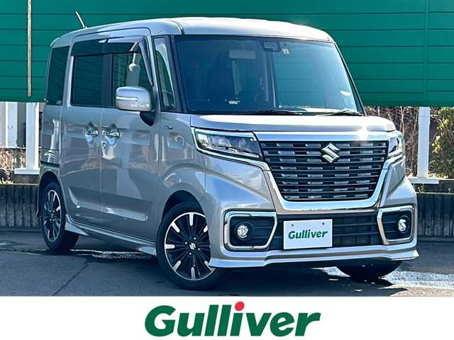 スズキ スペーシア カスタム HYBRID XS 茨城県 2020(令2)年 6.6万km スチールシルバーM 社外ナビゲーション/CD/DVD/Bluetooth/フルセグTV/バックカメラ/横滑り防止装置/コーナーセンサー/レーンキープアシスト/衝突被害軽減システム/プッシュスタート/スマートキー/ETC/両側パワースライドドア/純正15インチAW/オートライト/LEDヘッドライト
