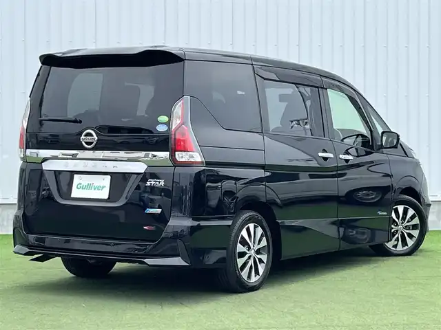 日産 セレナ ハイウェイスター Vセレクション 香川県 2018(平30)年 3.8万km ダイヤモンドブラック 登録時走行距離：37986km/ディーラー純正SDナビ/　MSV フルセグTV/純正フリップダウンモニター/両側パワースライドドア/エマージェンシーブレーキ/レーンキープアシスト/レーダークルーズコントロール/クリアランスソナー/アイドリングストップ/横滑り防止装置/オートホールド機能付き電子パーキングブレーキ/ロールサンシェード/ISOFIX/ETC/純正ドライブレコーダー/デジタルインナーミラー/プッシュスタート/スマートキー