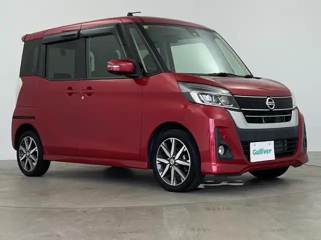 日産 デイズ ルークス ハイウェイスターX Gパッケージ 鹿児島県 2018(平30)年 3.8万km スパークリングレッドM 純正7インチナビ/（フルセグ/CD/DVD/BT）/アラウンドビューモニター/エマージェンシーブレーキ/アイドリングストップ/インテリジェントエマージェンシーブレーキ/踏み間違い防止アシスト/車線逸脱警報/両側パワースライドドア/LEDヘッドランプ/オートライト/純正15インチAW/革巻きステアリングホイール/ステアリングスイッチ/サンシェード（後席）/ETC/前後ドライブレコーダー/インテリジェントキー/プッシュエンジンスターター