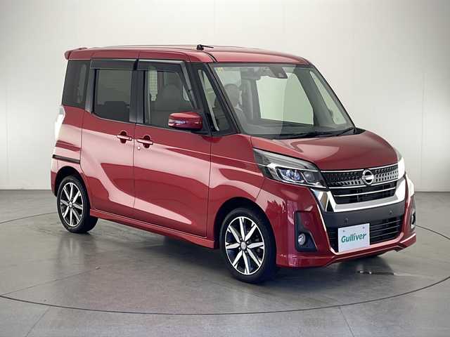 日産 デイズ ルークス HWS X Vセレクション 宮崎県 2018(平30)年 5.3万km スパークリングレッドM 禁煙車/エマージェンシーブレーキ/純正ナビTV/（MM318D-W/CD/DVD/Bluetooth/フルセグTV)/純正リアフリップダウンモニター/純正ドライブレコーダー/純正キセノンオートライト/純正フォグ/純正15インチアルミ/純正エアロ/純正ルーフエンドスポイラー/純正フロアマット/両側電動スライドドア/アラウンドビューモニター/クリアランスソナー/ウインカードアミラー/オートエアコン/本革巻ハンドル/リアルーフサーキュレーター（ナノイー）/ハーフレザーシート/インテリジェントキー/プッシュエンジンスタート
