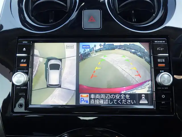日産 ノート X モード・プレミア 千葉県 2017(平29)年 2.2万km ガーネットレッド エマージェンシーブレーキ/アイドリングストップ/純正SDナビ/地デジTV/【DVD/CD再生機能　Bluetooth接続】/アラウンドビューモニター/ドライブレコーダー（KNA-DR300）/革巻きステアリング/ステアリングスイッチ/ETC/フォグライト/ウインカーミラー/コーナーセンサー/インテリジェントキー