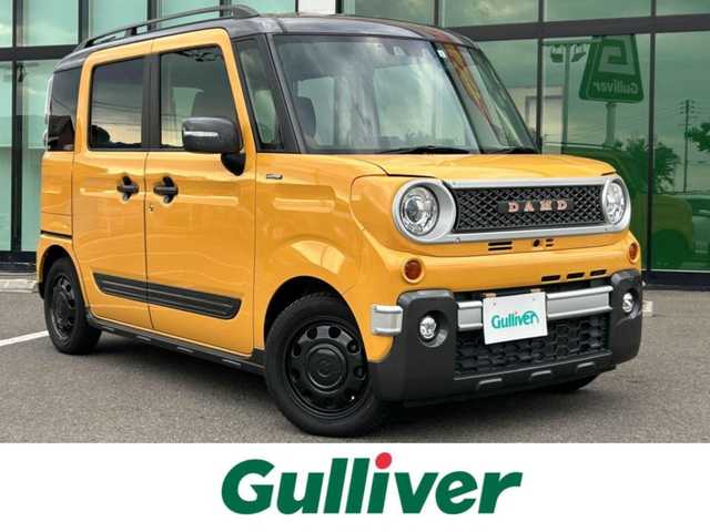 スズキ スペーシア ギア HYBRID XZターボ 和歌山県 2021(令3)年 5万km アクティブイエロー/ガンメタリック2トーン 社外ナビ8インチ（ＭＤＶ－Ｓ８０９Ｌ）/フルセグＴＶ/（BT/CD/DVD/USB)/バックカメラ/衝突被害軽減ブレーキ/横滑り防止/レーンキープアシスト/オートライト/レーダークルーズコントロール/後方コーナーセンサー/両側パワースライド/前後ドラレコ/ビルトインETC/パドルシフト/前席シートヒーター/ステアリングリモコン/LEDヘッドライト/フォグランプ/純正フロアマット/プッシュスタート