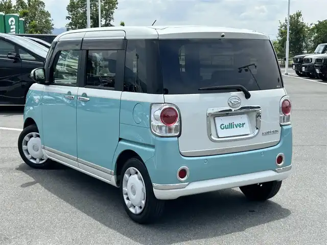 ダイハツ ムーヴ キャンバス G メイクアップ VS SAⅢ 奈良県 2021(令3)年 3.5万km パールホワイトⅢ/ファインミントメタリック 2トーン 純正8インチナビ/(AM/FM/CD/DVD/BT/iPod/SD/フルセグTV)/パノラマモニター/両側パワースライドドア/ETC/ドライブレコーダー/シートヒーター/プリクラッシュセーフティ/オートライト/オートマチックハイビーム/コーナーセンサー/アイドリングストップ/横滑り防止装置/ステアリングスイッチ/プッシュスタート/純正フロアマット/純正ドアバイザー/電格ミラー