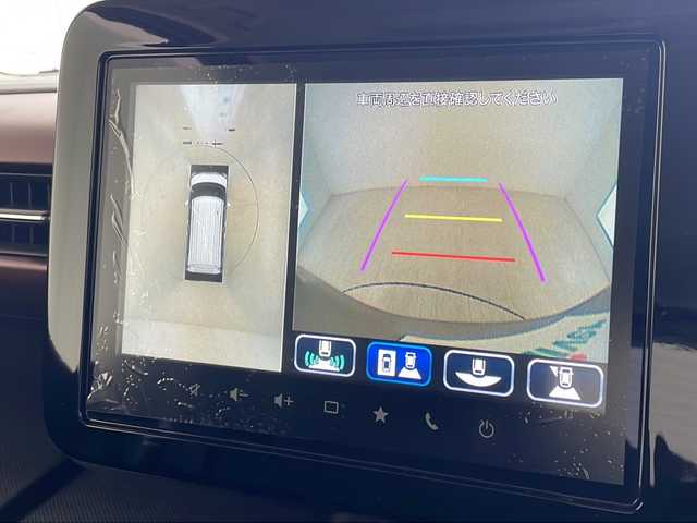 スズキ スペーシア カスタム HYBRID XS 沖縄県 2023(令5)年 0.3万km スチールシルバーメタリック/ブルーイッシュブラックパール 純正９型ナビ　/(フルセグＴＶ　ＤＶＤ再生　ＢＴ接続)/アラウンドビューモニター　/両側パワスラ　/前後クリアランスソナー　/ステアリングヒーター　/前席シートヒーター　/ハーフレザーシート　/オートブレーキホールド