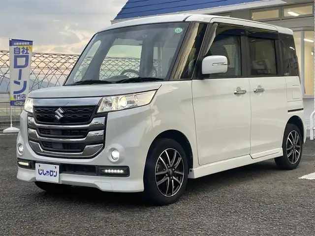 スズキ スペーシア カスタム Z ターボ 徳島県 2017(平29)年 9.5万km クリスタルホワイトP (株)IDOMが運営する【じしゃロン徳島店】の自社ローン専用車両になりますこちらは現金またはオートローンご利用時の価格です。/自社ローンご希望の方は別途その旨お申付け下さい”										/レーダーブレーキサポート/レーンキープアシスト/社外ナビゲーション/（フルセグ/CD/DVD/SD/BT)/バックカメラ/ETC/両側パワースライドドア/トラクションコントロール/アイドリングストップ/社外ドライブレコーダー/パドルシフト/運転席シートヒーター/LEDヘッドライト/LEDデイライト/フォグランプ/クルーズコントロール/革巻きステアリング/ステアリングリモコン/電動格納ミラー/プッシュスタート/スマートキー/純正フロアマット/サイドバイザー