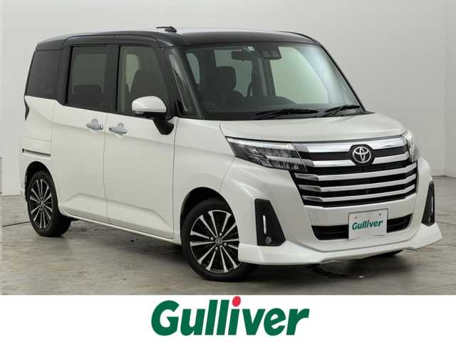 トヨタ ルーミー カスタムG－T 福岡県 2022(令4)年 6.6万km ブラックマイカメタリック/パールホワイト2トーン 社外７インチナビ　/ＥＴＣ　/全方位カメラ　/両側パワースライドドア　/レーダークルーズコントロール　/衝突被害軽減システム　/横滑り防止装置　/コーナーセンサー　/革巻きステアリング　/純正１５インチアルミホイール