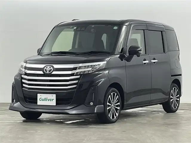 トヨタ ルーミー カスタムG－T 福島県 2022(令4)年 0.6万km ブラックマイカメタリック スマートアシスト/・衝突軽減/・車線逸脱警報/・誤発信抑制機能/。先行車発進告知/・ふらつき警報/・レーダークルーズコントロール/・オートハイビーム/純正ＳＤナビゲーション　/全方位カメラ　/両側パワースライドドア　/電子パーキング　/・ブレーキホールド　/ＥＴＣ　/革巻きステアリング　/・チルトステアリング　/・ステアリングスイッチ　/プッシュスタート/・スマートキー/LEDライト/・オートライト/・フォグライト/コーナーセンサー/・ウィンカーミラー/純正フロアマット