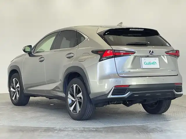 レクサス ＮＸ 300h バージョンL 栃木県 2018(平30)年 3.1万km ソニックチタニウム 純正ナビ/(フルセグTV・Bluetooth・CD・DVD・Blu-ray・USB・SD・AUX)/白本革シート/レクサスセーフティシステム+/ ・衝突軽減システム/ ・レーンキープアシスト/ ・オートハイビーム/ ・オートクルーズコントロール/ ・ブラインドスポットモニター/ ・ヘッドアップディスプレイ/前後コーナーセンサー/バック・サイド・フロントカメラ/前席パワーシート(シートメモリ機能付き)/シートヒーター(全席)/前席シートクーラー/後席6:4分割可倒式シート（電動格納機能付）/ステアリングヒーター/パワーバックドア/パドルシフト/電動パーキングブレーキ/オートブレーキホールド/カードキー/LEDヘッドライト/オートライト/フォグランプ/純正アルミホイール/純正フロアマット/取扱説明書