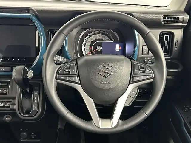 スズキ ハスラー HYBRID X ターボ 道央・札幌 2024(令6)年 0.8万km デニムブルー ガンメタリック 2トーン ・４WD/・純正メモリナビ/・CD/DVD/BT/AppleCarPlay/AndroidAuto/・フルセグテレビ/・USBポート/・アラウンドビューモニター/・衝突軽減ブレーキ/・横滑り防止装置/・レーダークルーズコントロール/・レーンキープアシスト/・アイドリングストップ/・前後コーナーセンサー/・オートマチックハイビーム/・LEDヘッドライト/・LEDフォグランプ/・前席シートヒーター/・パドルシフト/・ミラーヒーター/・グリップコントロール/・スノーモード/・シートバックテーブル/・ドアバイザー/・プッシュスタート/・スマートキー