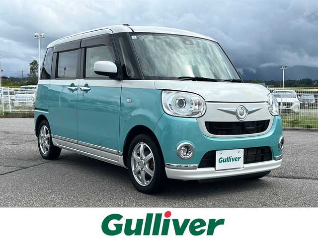 ダイハツ ムーヴ キャンバス G メイクアッフ SA Ⅱ 富山県 2017(平29)年 4.4万km パールホワイトⅢ/ファインミントメタリック 2トーン 禁煙車/4WD/純正ナビ/CD・DVD・BlueTooth/バックカメラ/スマートアシストII/　・衝突警報機能/　・衝突回避支援ブレーキ機能/　・車線逸脱警報機能/　・誤発進抑制機能(前方)/　・誤発進抑制機能(後方)/　・先行車発進お知らせ機能/両側パワースライドドア/コーナーセンサー/スマートキー/プッシュスタート/純正フロアマット/純正アルミホイール/スペアキー/LEDヘッドライト/純正フロアマット/ドライブレコーダー/ステアリングスイッチ/電動格納ミラー