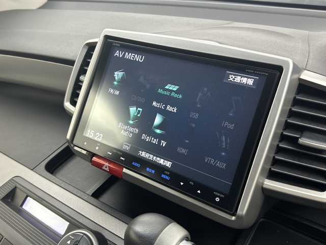 ホンダ フリード ハイブリット ジャストセレクション 大阪府 2014(平26)年 5万km プレミアムスパークルブラックパール 純正8インチインターナビ【VXM-145VFNi】/【AM/FM/CD/DVD/Bluetooth/フルセグTV】/純正フリップダウンモニター【VM-108N】/社外前方ドライブレコーダー【DRY-FU538P】/バックカメラ/ビルトインETC/両側電動パワースライドドア/クルーズコントロール/ハーフレザーシート/AAC/純正15インチAW/純正フロアマット