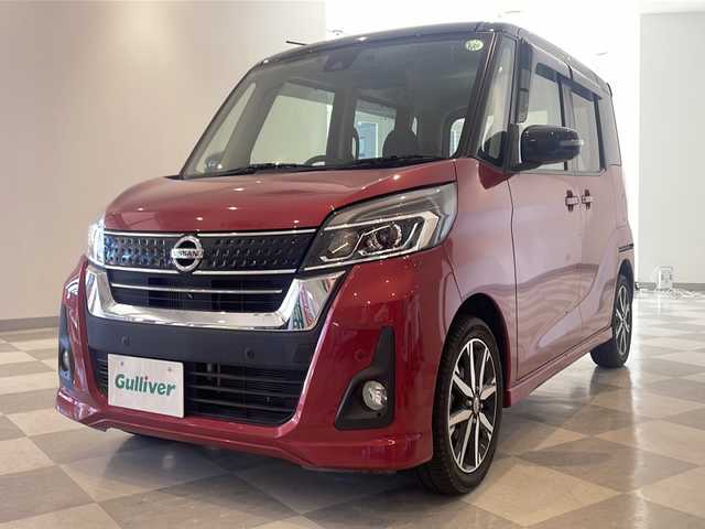 日産 デイズ ルークス ハイウェイスター Gターボ 福井県 2018(平30)年 4.6万km スパークリングレッド/ブラック 2トーン ターボ・ツートンカラー/純正ナビ/フルセグ/CD/DVD/BT/アラウンドビューモニター/ETC/ドライブレコーダー（前方）/エマージェンシーブレーキ/両側パワースライドドア/ハイビームアシスト/純正15インチアルミホイール/プッシュエンジンスタート/アイドリングストップ/純正フロアマット/ドアバイザー/インテリキー