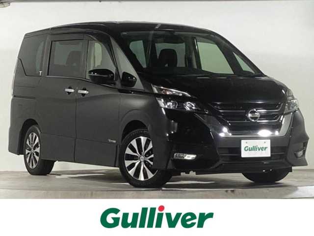 日産 セレナ ハイウェイスター Vセレクション 広島県 2017(平29)年 7.7万km ダイヤモンドブラック 純正フリップダウンモニター/レーンキープアシスト/エマージェンシーブレーキ/純正9型ナビ/・CD/DVD/BT/フルセグ/バックカメラ/ハンズフリー両側パワースライドドア/クルーズコントロール/ETC/LEDヘッドライト/オートライト/スマートキー/プッシュスタート/純正16インチアルミホイール(195/60/R16）/純正フロアマット
