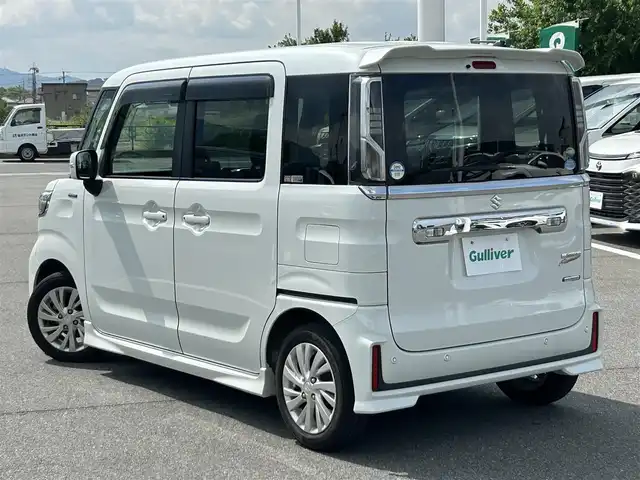 スズキ スペーシア カスタム HYBRID GS 奈良県 2018(平30)年 4.4万km ピュアホワイトP ７インチ社外ナビ　/フルセグテレビ　/ｂｌｕｅｔｏｏｔｈ　/ＥＴＣ　/シートヒーター　/ＵＳＢ入力端子　/片側パワースライドドア　/衝突軽減ブレーキシステム　/後方コーナーセンサー　/レーンキープアシスト/スペアキー　/フォグランプ/LEDヘッドライト