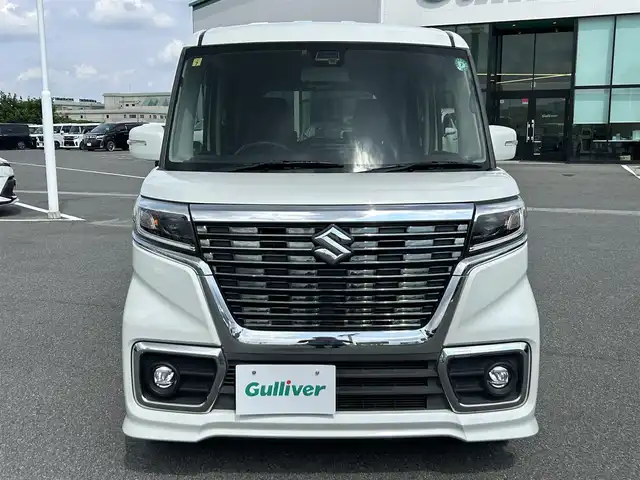 スズキ スペーシア カスタム HYBRID GS 奈良県 2018(平30)年 4.4万km ピュアホワイトP ７インチ社外ナビ　/フルセグテレビ　/ｂｌｕｅｔｏｏｔｈ　/ＥＴＣ　/シートヒーター　/ＵＳＢ入力端子　/片側パワースライドドア　/衝突軽減ブレーキシステム　/後方コーナーセンサー　/レーンキープアシスト/スペアキー　/フォグランプ/LEDヘッドライト